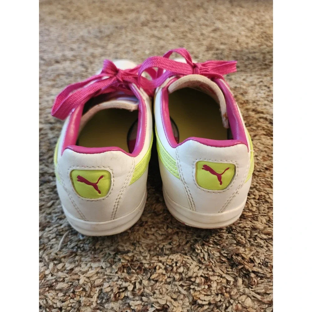 Puma G. Vilas Womens Sneaker White Pink Lime Green 354252 Size 7 Retro Tennis